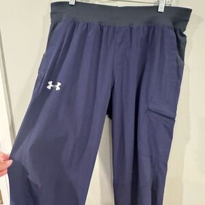 Under Armour Pants Jogging Women L Blue Purple Track Pants Elastic Waist Stretch